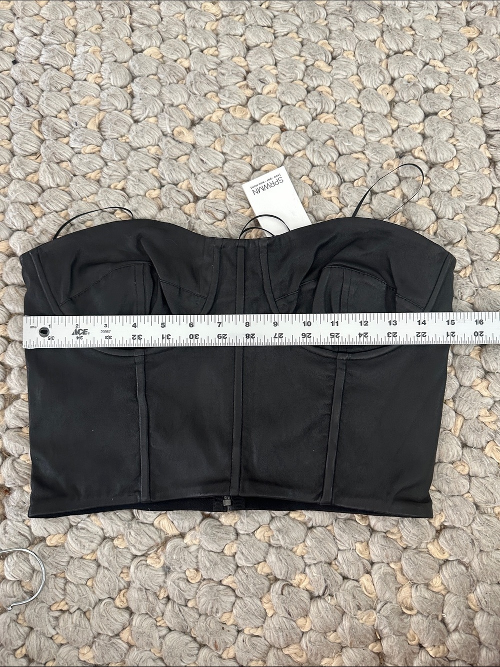 NWT SPRWMN Black Leather Corset Top Size Medium M Strapless Bustier cropped - Picture 5 of 6